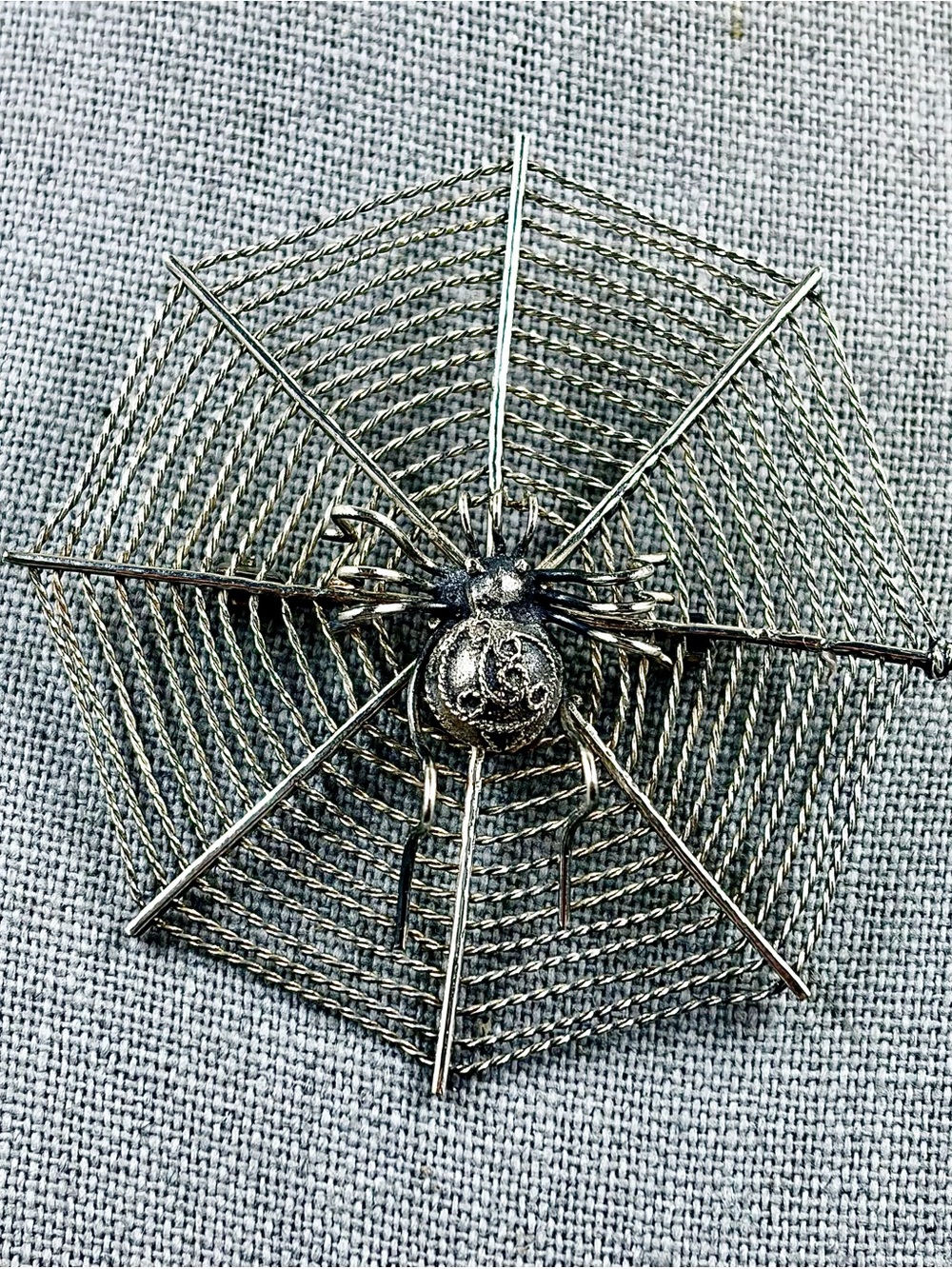 Silver Spider and Web Brooch - Women's Jewelry